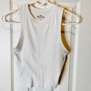 Hollister White Fitted Ribbed Tank Top